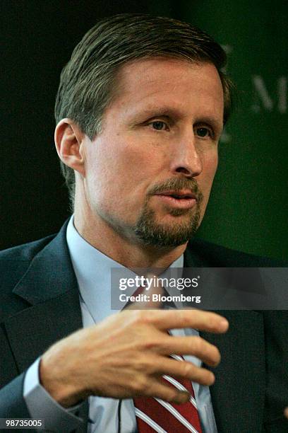 Thomas Werner, chief executive officer of SunPower Corp., speaks during the Milken Institute Global Conference in Los Angeles, California, U.S., on...