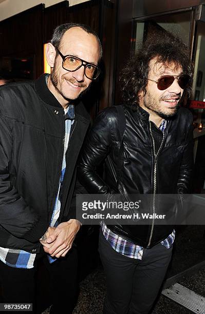 Photographer Terry Richardson and a friend attend the CHANEL Tribeca Film Festival Dinner in support of the Tribeca Film Festival Artists Awards...
