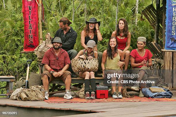 Benjamin "Coach" Wade, Russell Hantz, Jerri Manthey, Courtney Yates, Parvati Shallow, Danielle DiLorenzo and Sandra Diaz, during the reward...