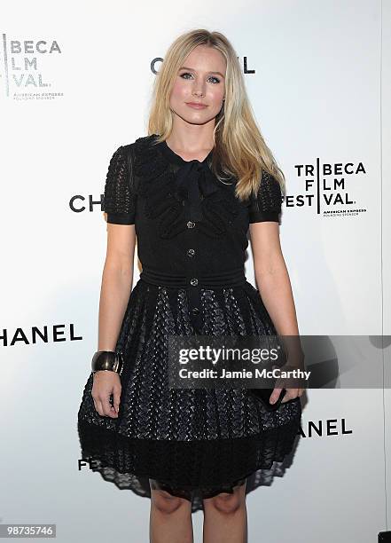 Kristen Bell attends the CHANEL Tribeca Film Festival Dinner in support of the Tribeca Film Festival Artists Awards Program at Odeon on April 28,...