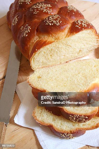 6-strand braided challah - challah stock pictures, royalty-free photos & images