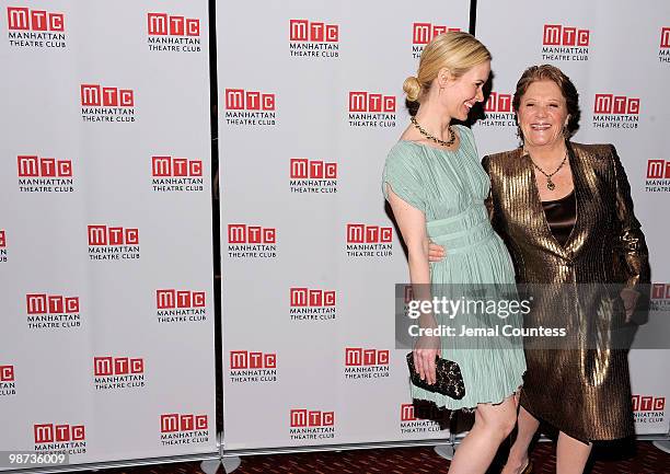 Actors Sarah Paulson and Linda Lavin attend the afterparty for the opening of "Collected Stories" at the Planet Hollywood Times Square on April 28,...