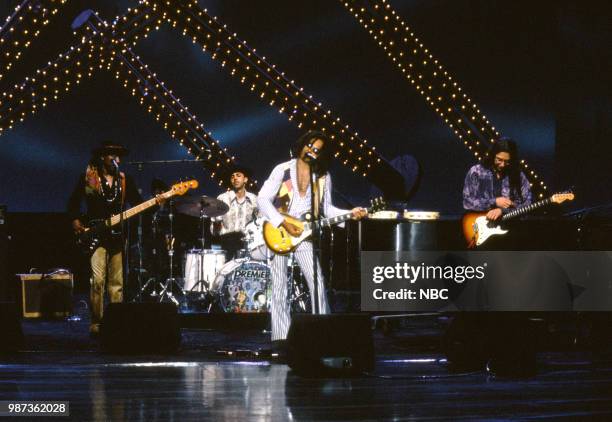 Pictured: Musical guest Lenny Kravitz performs on June 18, 1990 --