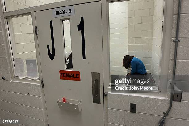 An undocumented Mexican immigrant waits to be deported from the Immigration and Customs Enforcement , center on April 28, 2010 in Phoenix, Arizona....