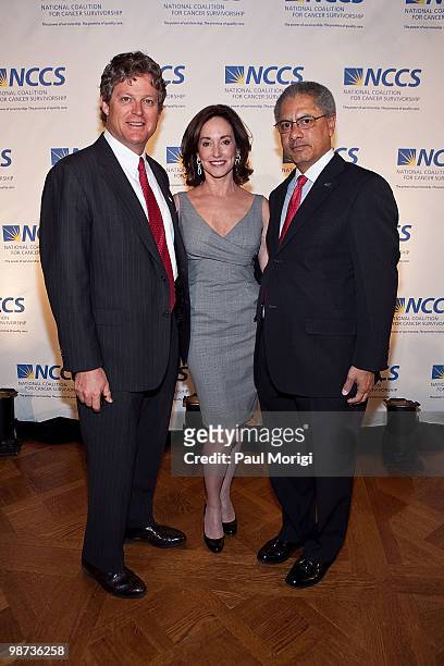 Edward M. Kennedy, Jr., Lilly Tartikoff and Thomas P. Sellers, NCCS President & CEO, attend the 2010 NCCS Rays of Hope awards gala at the Andrew W....