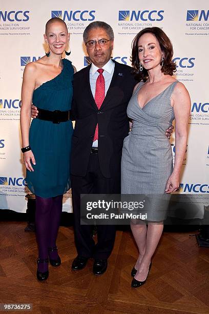 Sharon Blynn, Thomas P. Sellers, NCCS President & CEO, and Lilly Tartikoff arrive at the 2010 NCCS Rays of Hope awards gala at the Andrew W. Mellon...