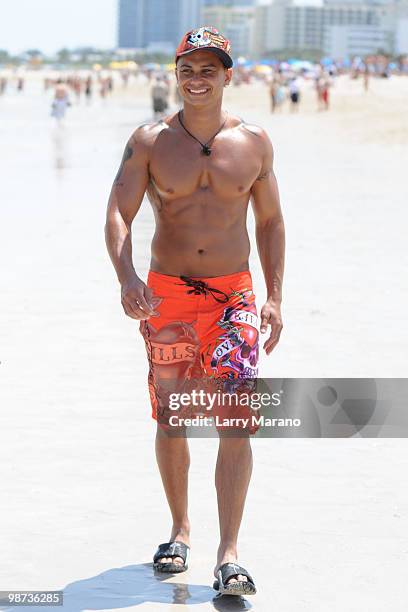 Pauly D Delvecchio of the Jersey Shore is seen on April 28, 2010 in Miami Beach, Florida.