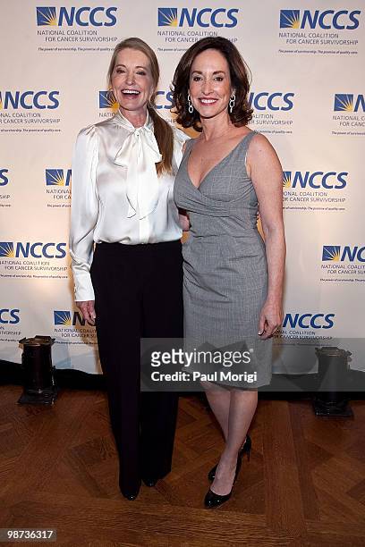 Lisa Niemi and Lilly Tartikoff pose for a photo at the 2010 NCCS Rays of Hope awards gala at the Andrew W. Mellon Auditorium on April 28, 2010 in...