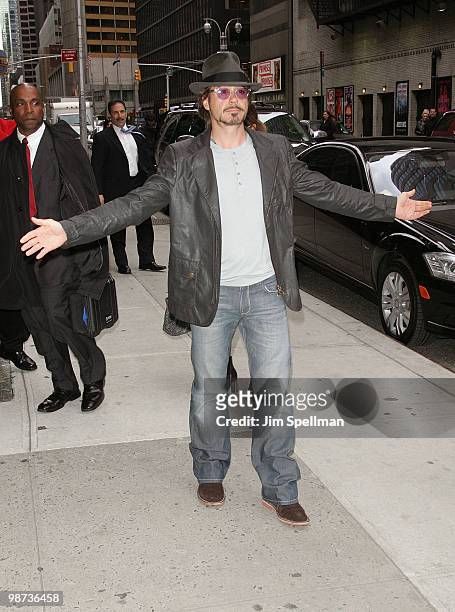 Robert Downey Jr. Visits ''Late Show With David Letterman'' at the Ed Sullivan Theater on April 28, 2010 in New York City.
