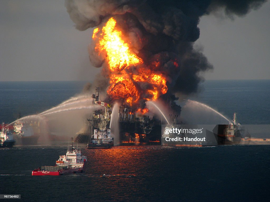 Coast Guard Attempts Burning Off Oil Leaking From Sunken Rig