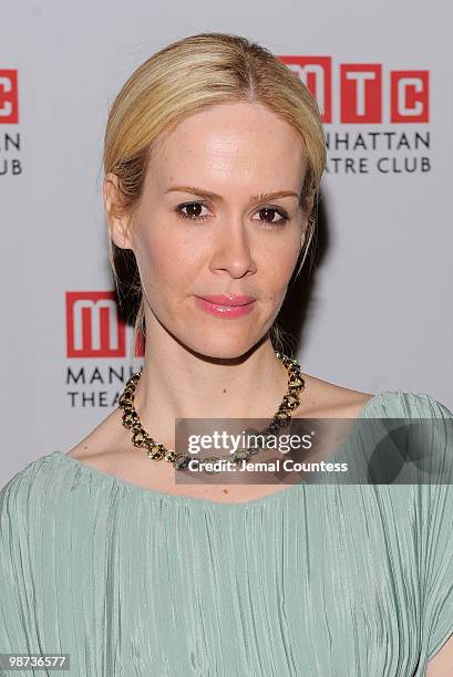 Actress Sarah Paulson attends the afterparty for the opening of "Collected Stories" at the Planet Hollywood Times Square on April 28, 2010 in New...