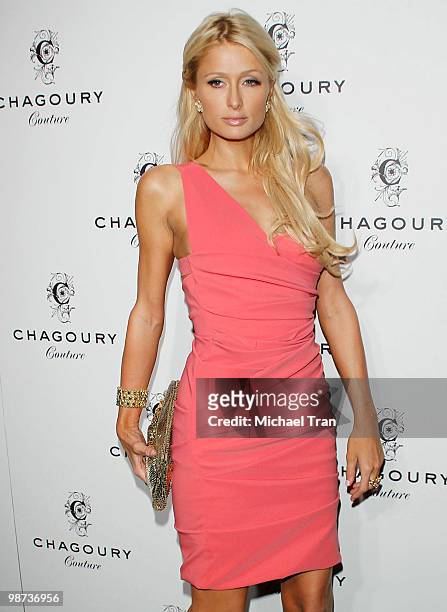 Paris Hilton arrives to Gilbert Chagoury Couture fashion show held at Pacific Design Center on April 28, 2010 in West Hollywood, California.