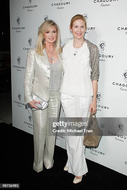 Morgan Fairchild and Kelly Rutherford arrive to Gilbert Chagoury Couture fashion show held at Pacific Design Center on April 28, 2010 in West...