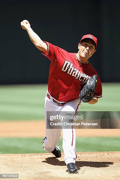 Starting pitcher Rodrigo Lopez of the Arizona Diamondbacks pitches against the Philadelphia Phillies during the Major League Baseball game at Chase...