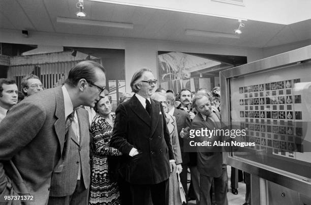 Aix en Provence – Jacques Chirac, Michel Guy et Mme Pompidou inaugurate the new building of Vasarely Foundation - here, french Prime Minister Jacques...