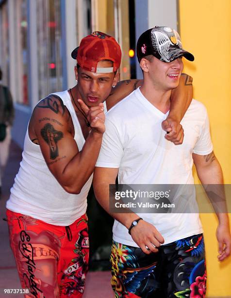 Paul "Pauly D" DelVecchio and Vinny Guadagnio is seen on April 28, 2010 in Miami Beach, Florida.