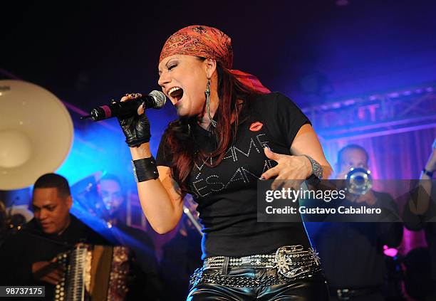 Singer Diana Reyes performs onstage at The Billboard Bash at Conrad San Juan Condado Plaza on April 28, 2010 in San Juan, Puerto Rico.