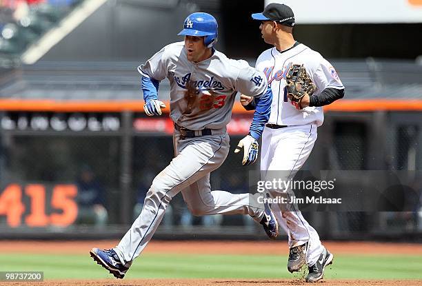 Casey Blake of the Los Angeles Dodgers runs the bases against the New York Mets on April 28, 2010 at Citi Field in the Flushing neighborhood of the...