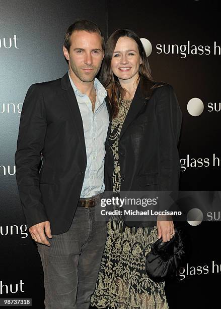 Actor Alessandro Nivola and wife, actress Emily Mortimer attend the opening of the Fifth Avenue Sunglass Hut flagship store at Sunglass Hut on April...