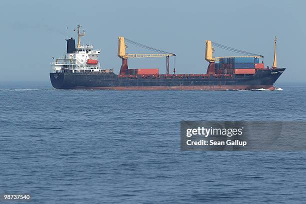 The Panama-registered "East Castle" container ship travels in the North Sea on April 28, 2010 near Norddeich, Germany. The North Sea is among the...