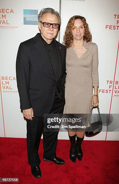 Actor Harvey Keitel and wife attend the "Ondine" premiere during the 9th Annual Tribeca Film Festival at the Tribeca Performing Arts Center on April...