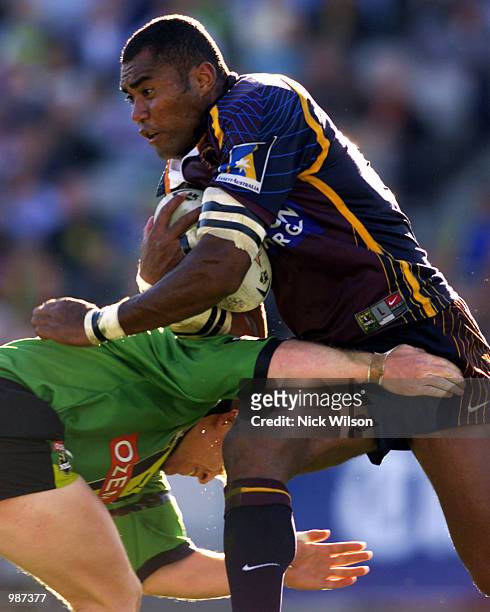 Petero Civoniceva of the Broncos on the charge during the NRL match today between the Canberra Raiders and the Brisbane Broncos which finished in a...