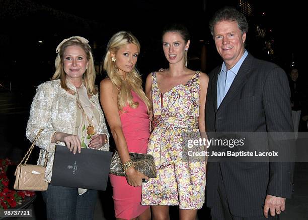 Kathy Hilton, Paris Hilton, Nicky Hilton and Rick Hilton are seen on April 28, 2010 in Los Angeles, California.