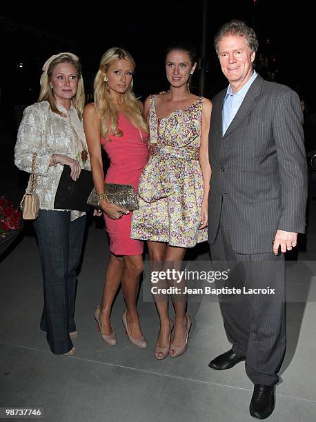 Kathy Hilton, Paris Hilton, Nicky Hilton and Rick Hilton are seen on April 28, 2010 in Los Angeles, California.