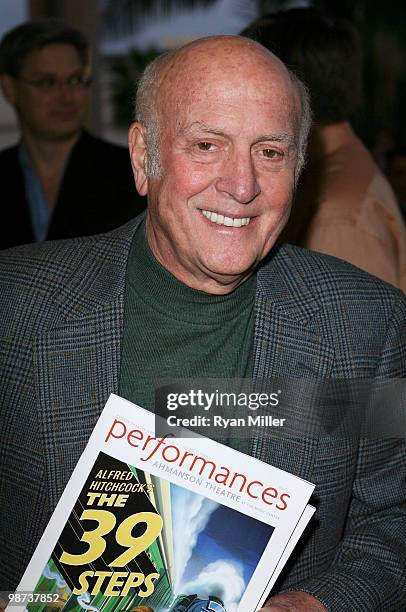 Songwriter Mike Stoller poses during the arrivals for the opening night performance of "Alfred Hitchcock's The 39 Steps" at the Center Theatre...