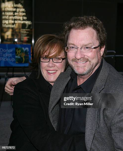Actors Stephen Root and wife Romy Rosemont pose during the arrivals for the opening night performance of "Alfred Hitchcock's The 39 Steps" at the...