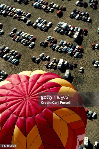 hot air balloon over parking lot - bermuda aerial stock pictures, royalty-free photos & images