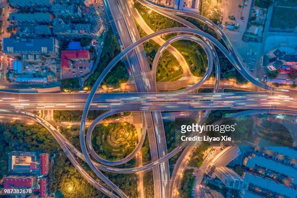 aerial view of highway - xie liyao stock pictures, royalty-free photos & images