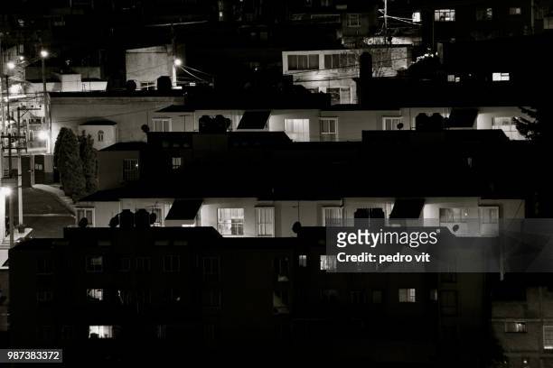 night scene in a neighborhood 9 - vit stockfoto's en -beelden