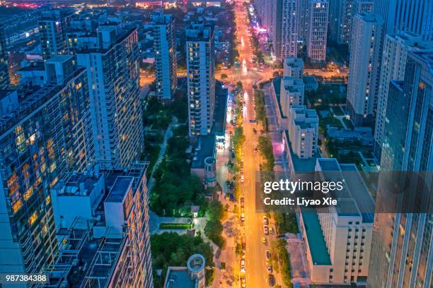 aerial view of city - xie liyao stock pictures, royalty-free photos & images