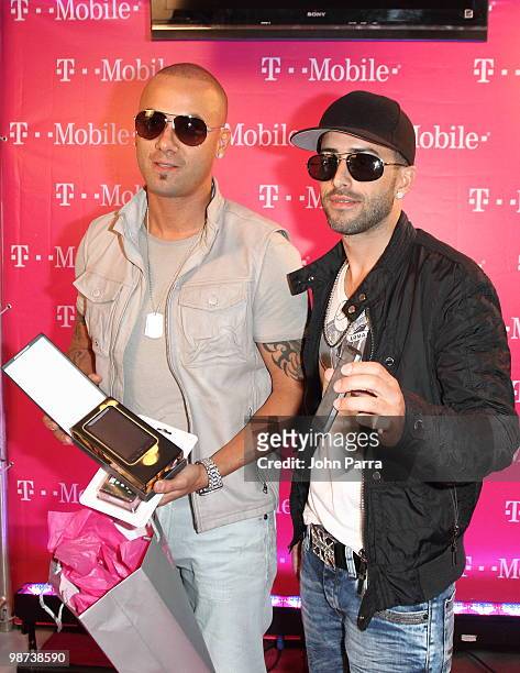 Wisin and Yandel attend the Les Anges De La Societe Official 2010 Bilboard Latin Music Celebrity Gift Suite at Coliseo de Puerto Rico on April 28,...
