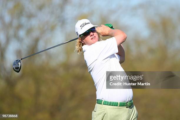 Charley Hoffman hits his shot during the second round of the Waste Management Phoenix Open at TPC Scottsdale on February 26, 2010 in Scottsdale,...