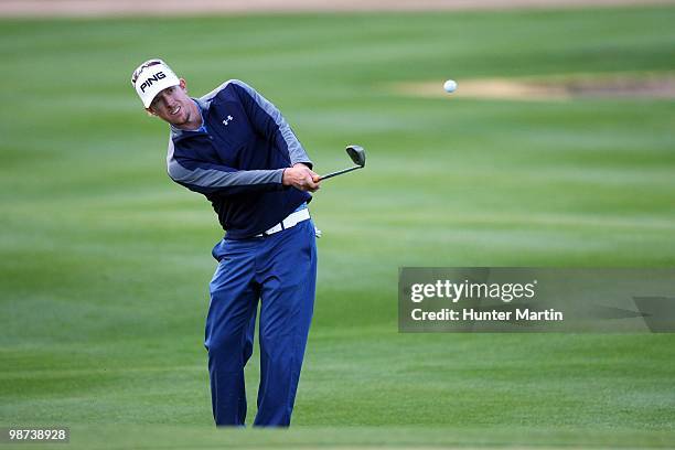 Hunter Mahan hits his shot during the final round of the Waste Management Phoenix Open at TPC Scottsdale on February 28, 2010 in Scottsdale, Arizona.