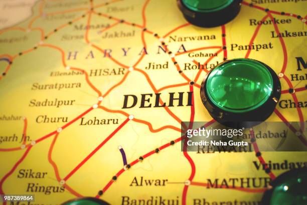 delhi - highlighted on a map - neha gupta stock pictures, royalty-free photos & images
