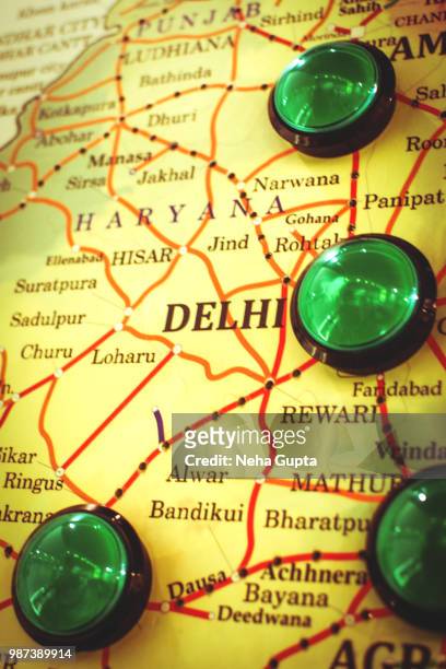 delhi - highlighted on a map - neha gupta stock pictures, royalty-free photos & images