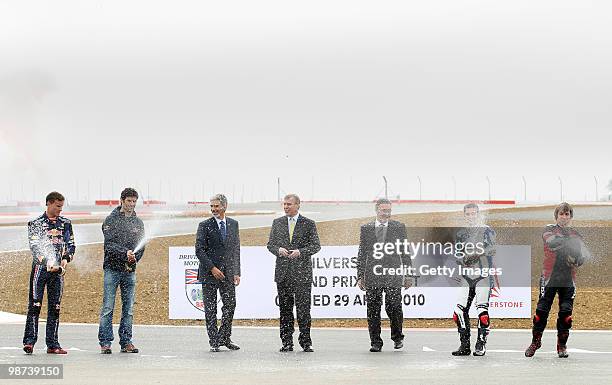 Damon Hill the President of the BRDC and HRH Prince Andrew, the Duke of York officially open the track as stars past and present of Formula One and...