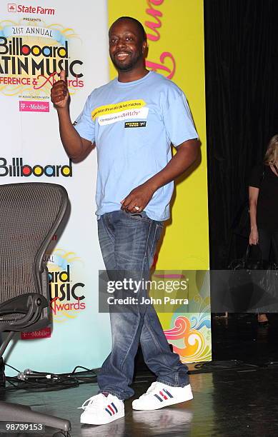 Wyclef Jean attends press conference for Western Union "Returns The Love" at the Billboard Latin Music Conference & Awards at Conrad San Juan Condado...