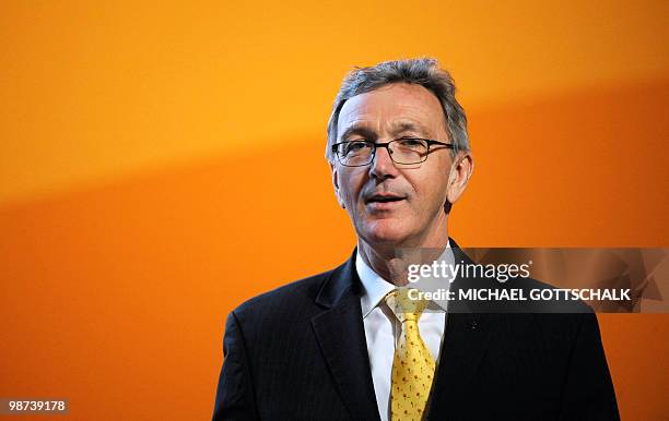 Wolfgang Mayrhuber, CEO of German airline Lufthansa, addresses shareholders during the company's general assembly on April 29, 2010 at the...