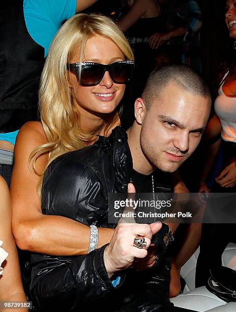 Paris Hilton and Jamie Iovine attend Timbaland's birthday party held at Drai's Hollywood on April 28, 2010 in Hollywood, California.