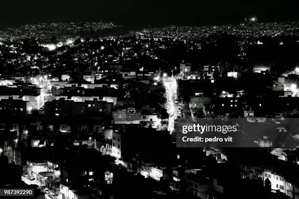 night scene in a neighborhood 7 - vit stockfoto's en -beelden