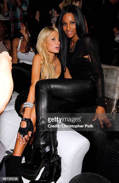 Paris Hilton and Ciara attend Timbaland's birthday party held at Drai's Hollywood on April 28, 2010 in Hollywood, California.