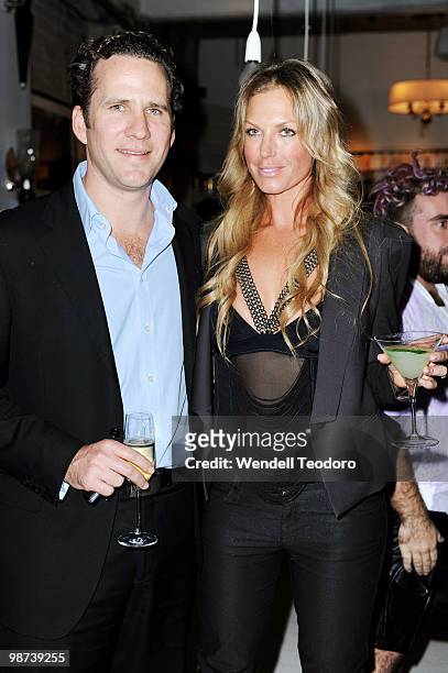 Daniel Hill and Annalise Braakensiek attends the Marie Claire 15 Years Of Fashion Week Art Exhibition and Cocktail Party at MCM House on April 29,...