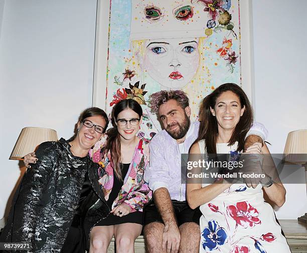 Artist Del Kathryn Barton Fashion Designers Anna Plunkett and Luke Sales and Editor of Marie Claire Jackie Frank attends the Marie Claire 15 Years Of...