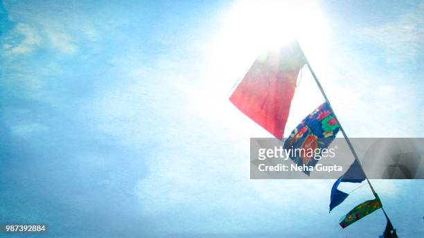 colorful flying flags - neha gupta stock pictures, royalty-free photos & images