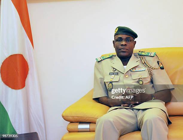 Niger's Military junta cheif Salou Djibo poses as he waits for United Nations Under-Secretary-General for Humanitarian Affairs and Emergency Relief...