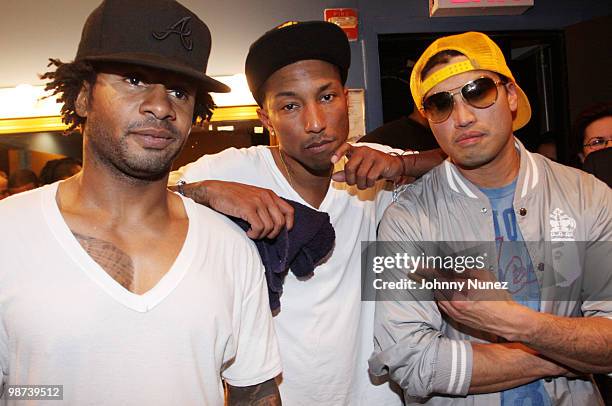 Shay Haley, Pharrell Williams and Chad Hugo of N.E.R.D. Performs at The Fillmore at Irving Plaza on April 28, 2010 in New York City.